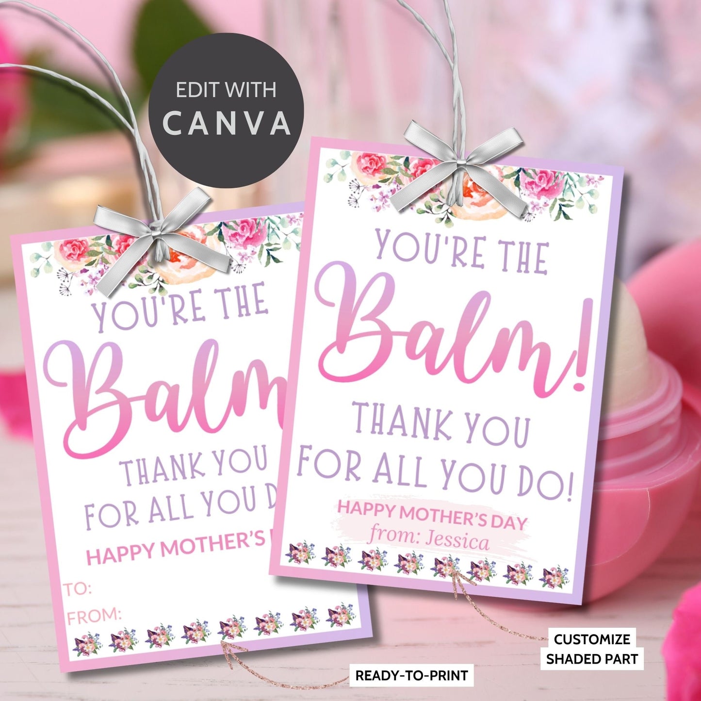 Lip Balm Valentine Mothers Day Printable Youre The Balm Balm Chapstick Body Balm Thank You Mom Staff Employee Teacher Friend Coworker Nurse