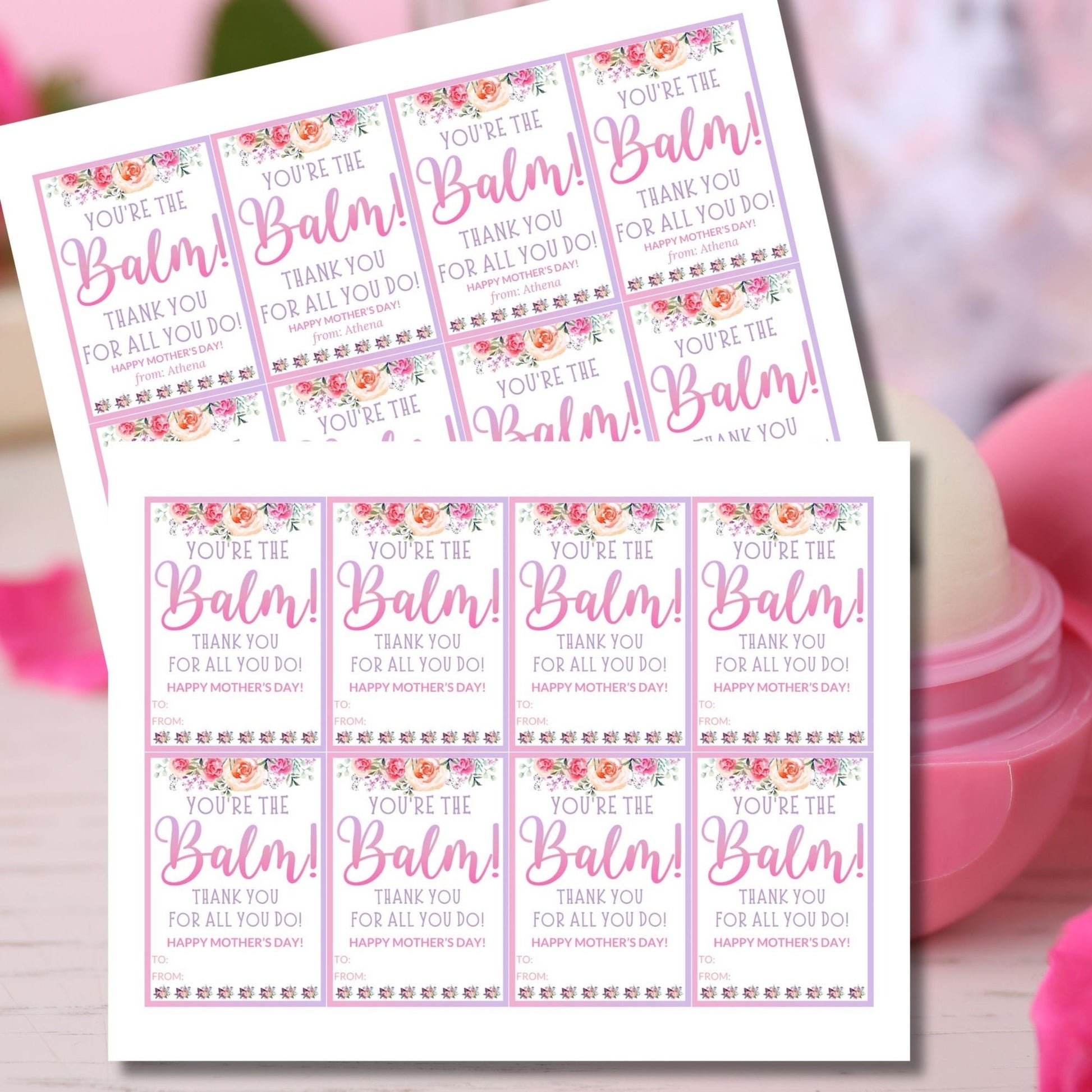 Lip Balm Valentine Mothers Day Printable Youre The Balm Balm Chapstick Body Balm Thank You Mom Staff Employee Teacher Friend Coworker Nurse