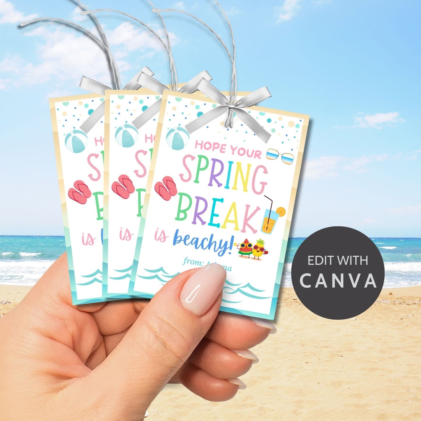 Teacher Gift Tag | Schools Out | Spring Break | Student Gift Ideas | No School | Field Trip Sticker | Beach Theme Tag