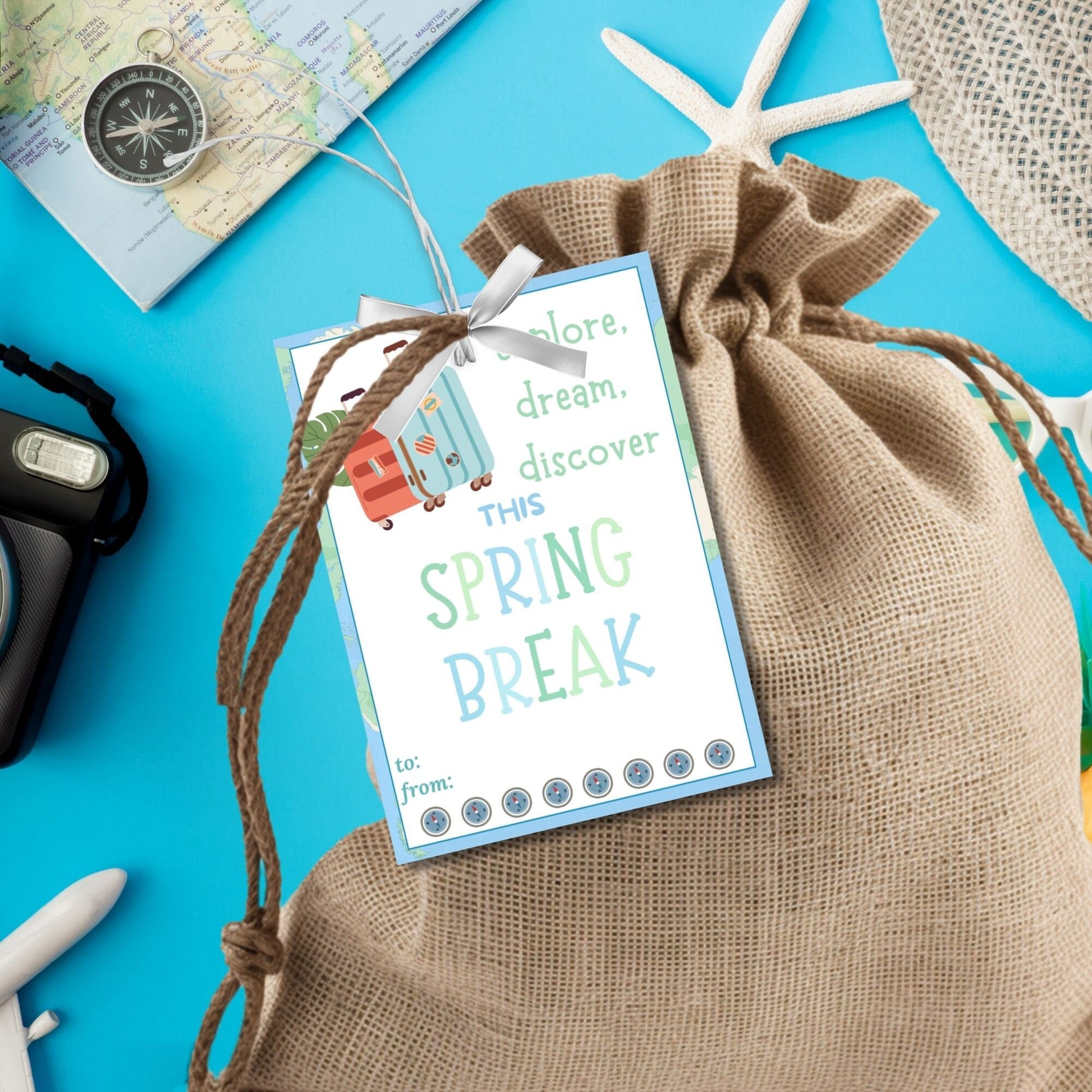 Teacher Gift Tag | Schools Out | Spring Break | Student Gift Ideas | No School | Field Trip Sticker | Beach Theme Tag | Spring Travel Tag