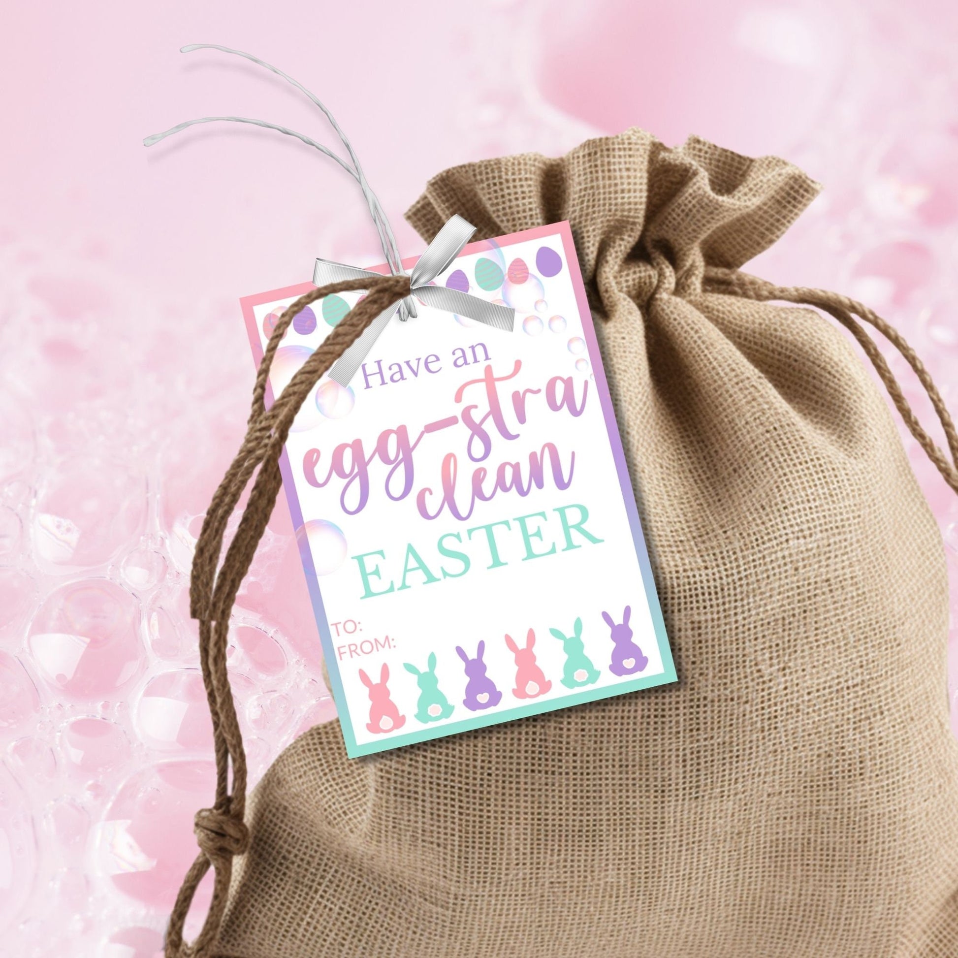 Easter Soap Tag | Easter Bubble Tags | Eggstra Clean | Easter Staff Employee Nurse Kids Student Coworker Neighbor Class | Easter Sticker