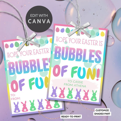 Classroom Favors | Bubble Tag Boy Girl | Easter Bubble Gift Tags | Editable Easter Gift Tags | Easter Classroom Gifts For Kids Student