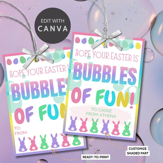 Classroom Favors | Bubble Tag Boy Girl | Easter Bubble Gift Tags | Editable Easter Gift Tags | Easter Classroom Gifts For Kids Student