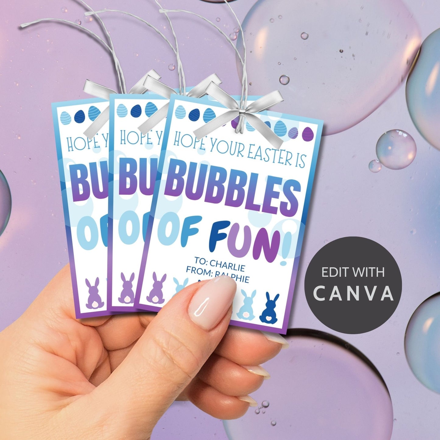 Classroom Favors | Bubble Tag Boy Girl | Easter Bubble Gift Tags | Editable Easter Gift Tags | Easter Classroom Gifts For Kids Student