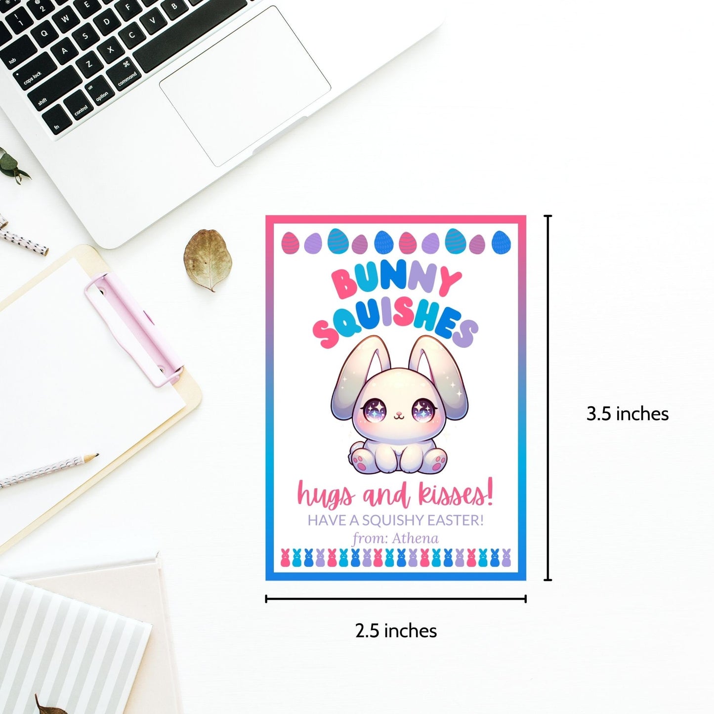 Easter Gift Tag | Squishmallow Card | Personalized Squishmallow Plush | Printable Bunny Squishes | Easter Basket Favor | Easter Kids Class