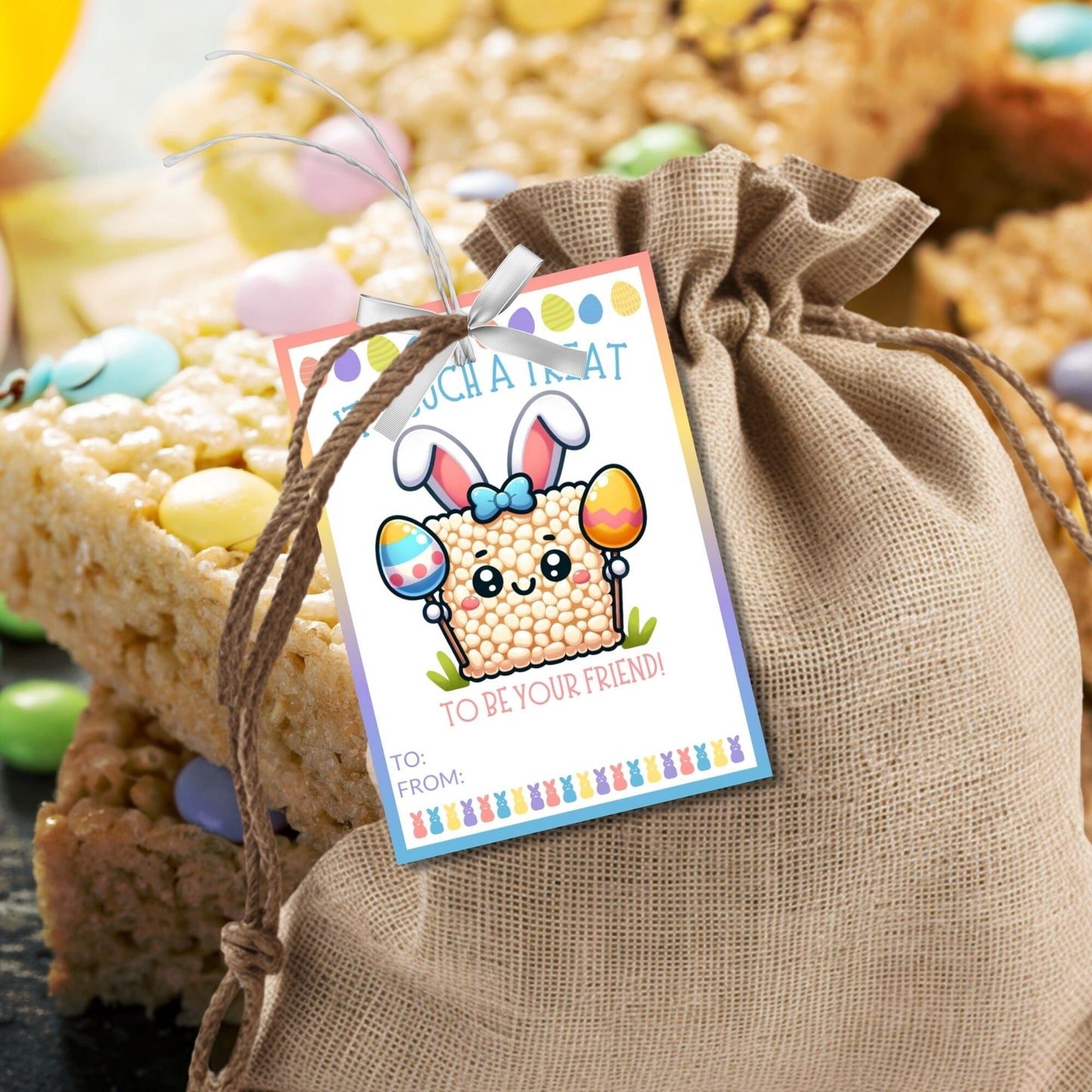 Easter Basket Stuffers | Basket Easter Sunday | Rice Krispy Treats | Egg Hunt | Chip Bag Template | Snack Bar | Kids Classroom Student Treat