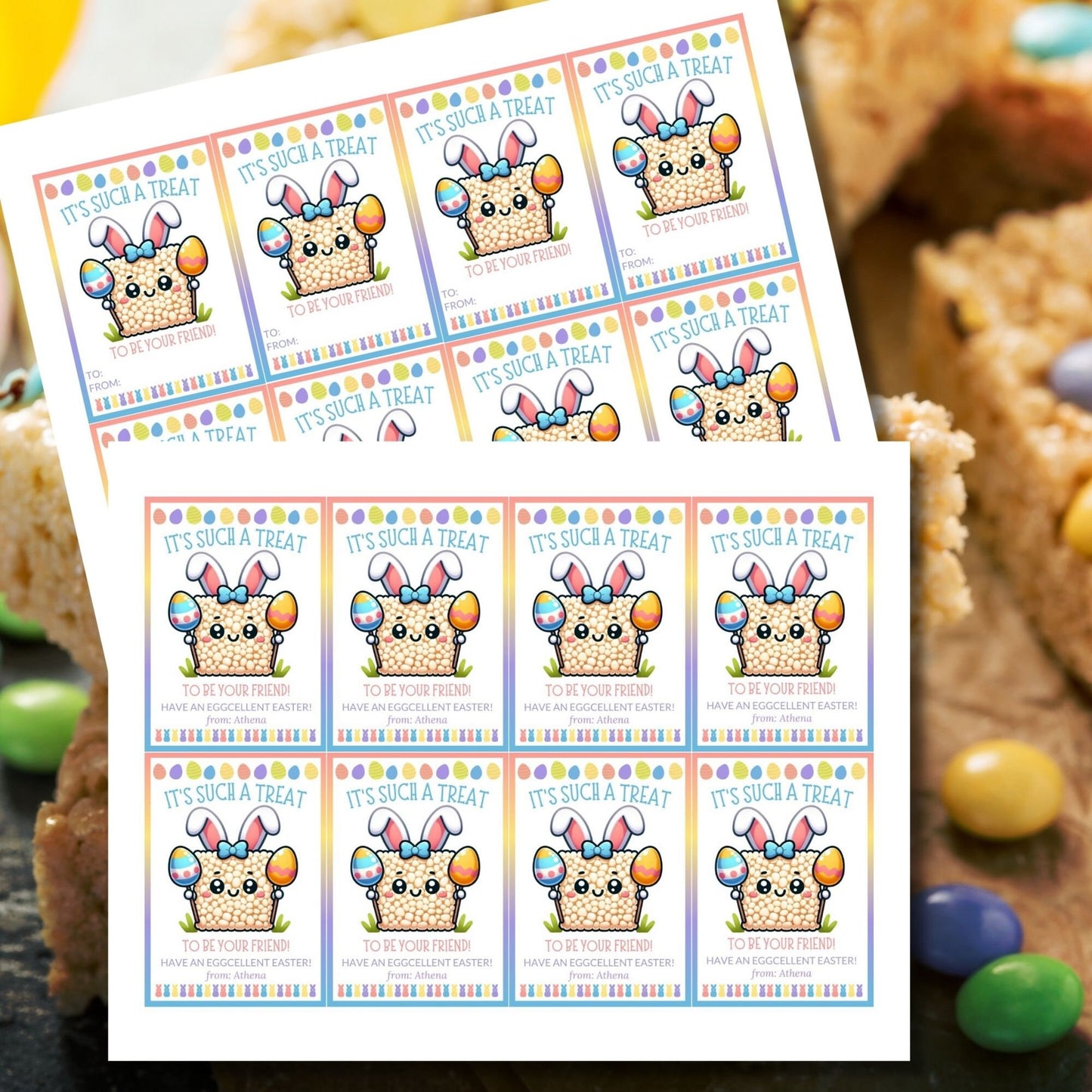 Easter Basket Stuffers | Basket Easter Sunday | Rice Krispy Treats | Egg Hunt | Chip Bag Template | Snack Bar | Kids Classroom Student Treat