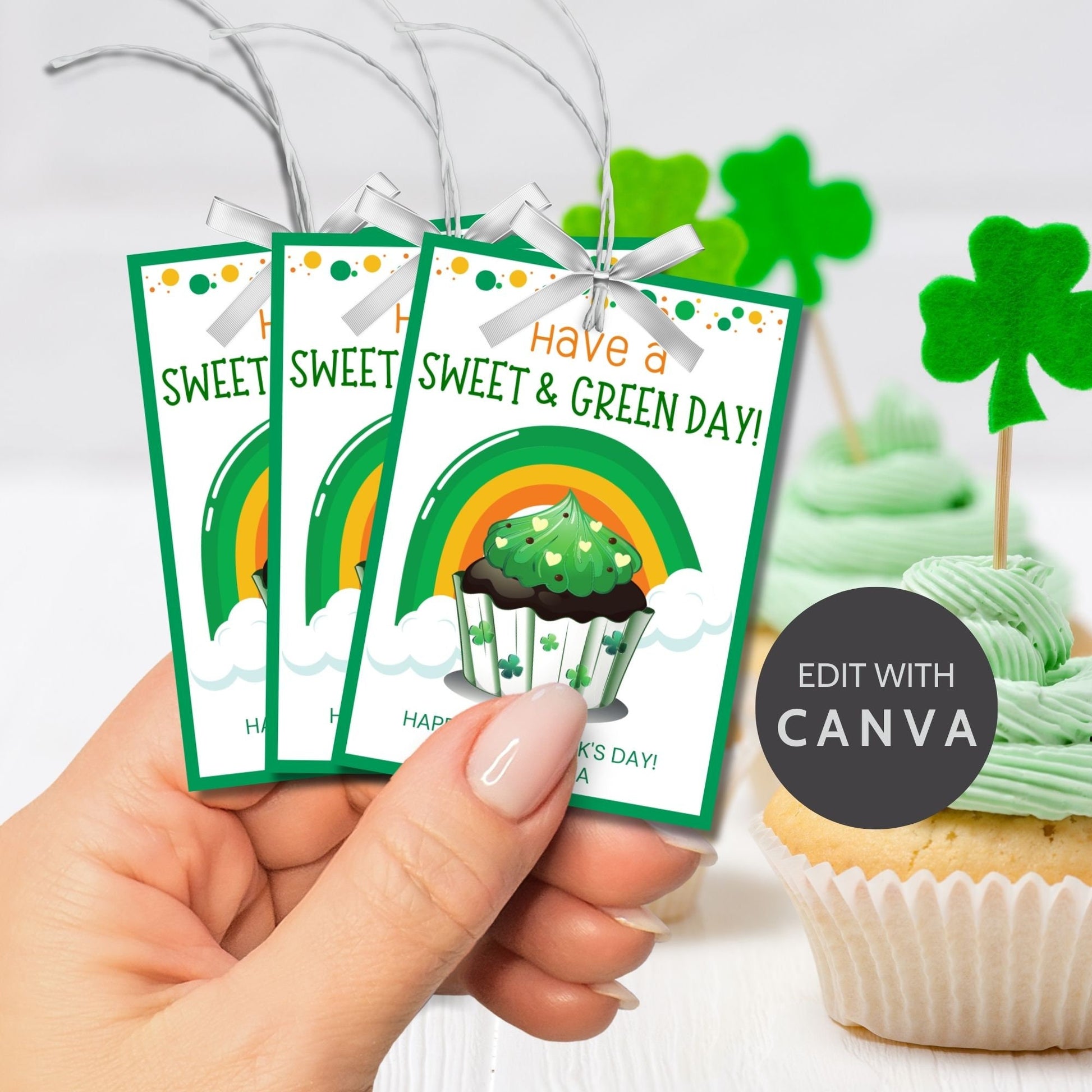 St Patricks Day Cupcake Green Baking Tag St Paddys Baked Goods Classmate Employee Staff Coworker Friend Client Customer Lender Teacher