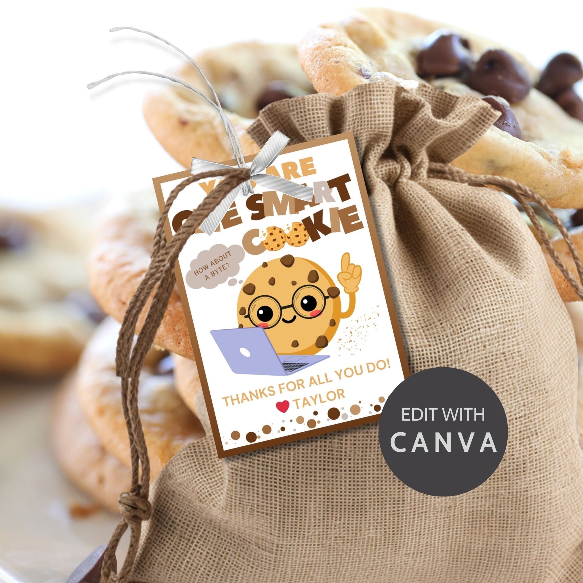 One Smart Cookie | Cookie Teacher Appreciation Gift Tag | Staff Educator Teacher Lender Realtor Broker Thank You | Teacher Appreciation Week