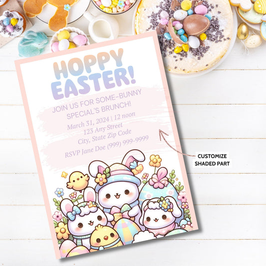 Easter Brunch Invitation | Egg Hunt Party | Easter Party Invite | Editable Digital Template | Easter Egg Hunt Invitation