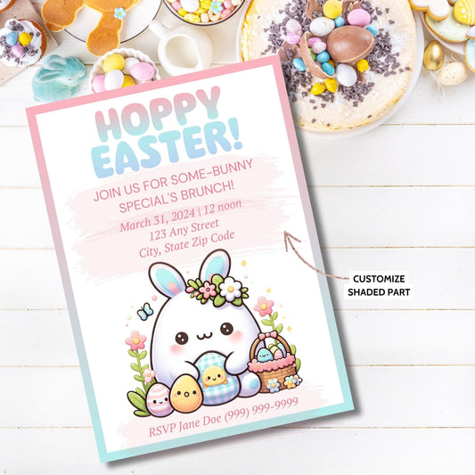 Easter Brunch Invitation | Egg Hunt Party | Easter Party Invite | Editable Digital Template | Easter Egg Hunt Invitation