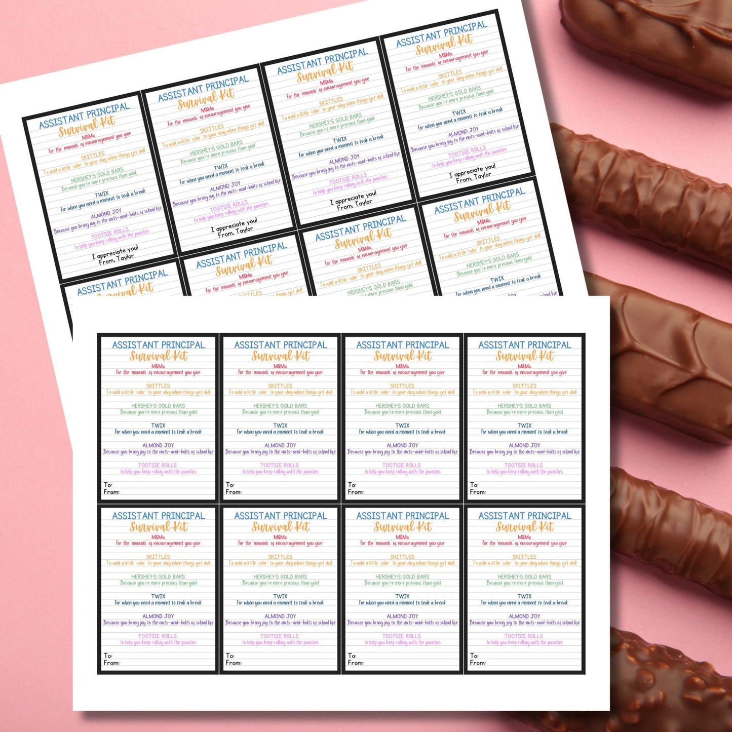 Assistant Principal Appreciation Gift Tag | Candy Chocolate Survival Kit Staff Educator Teacher Coach Thank You | Teacher Appreciation Week