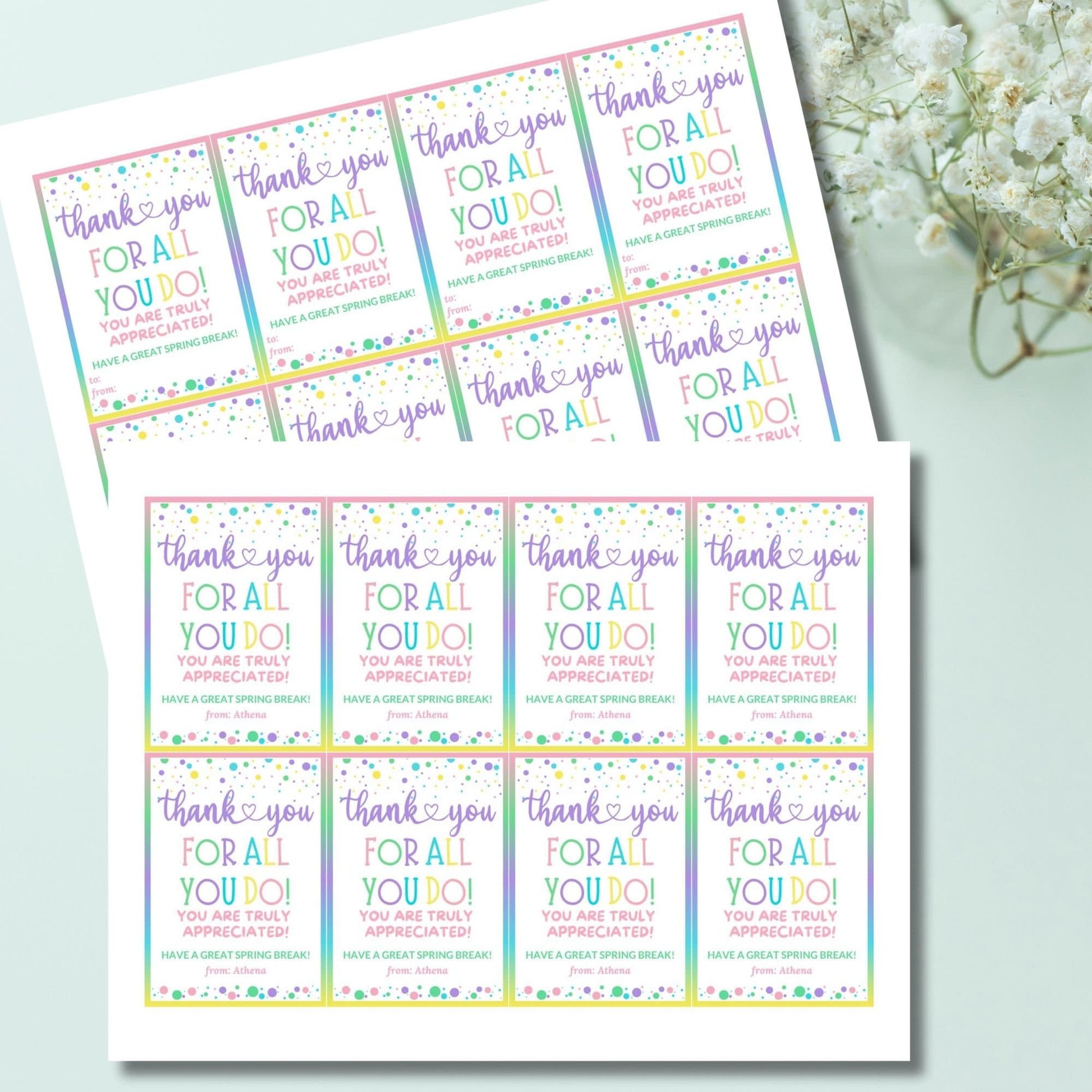 Teacher Gift Tag | Schools Out | Spring Break | Student Gift Ideas | No School | Field Trip Stickers | Canva Template | Spring Pastel