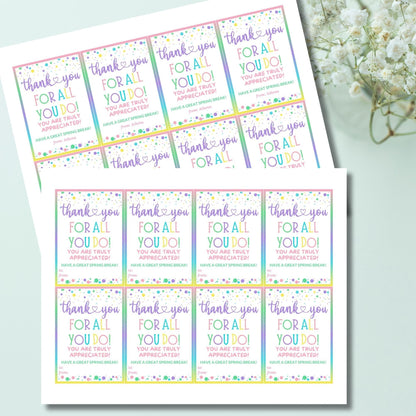 Teacher Gift Tag | Schools Out | Spring Break | Student Gift Ideas | No School | Field Trip Stickers | Canva Template | Spring Pastel