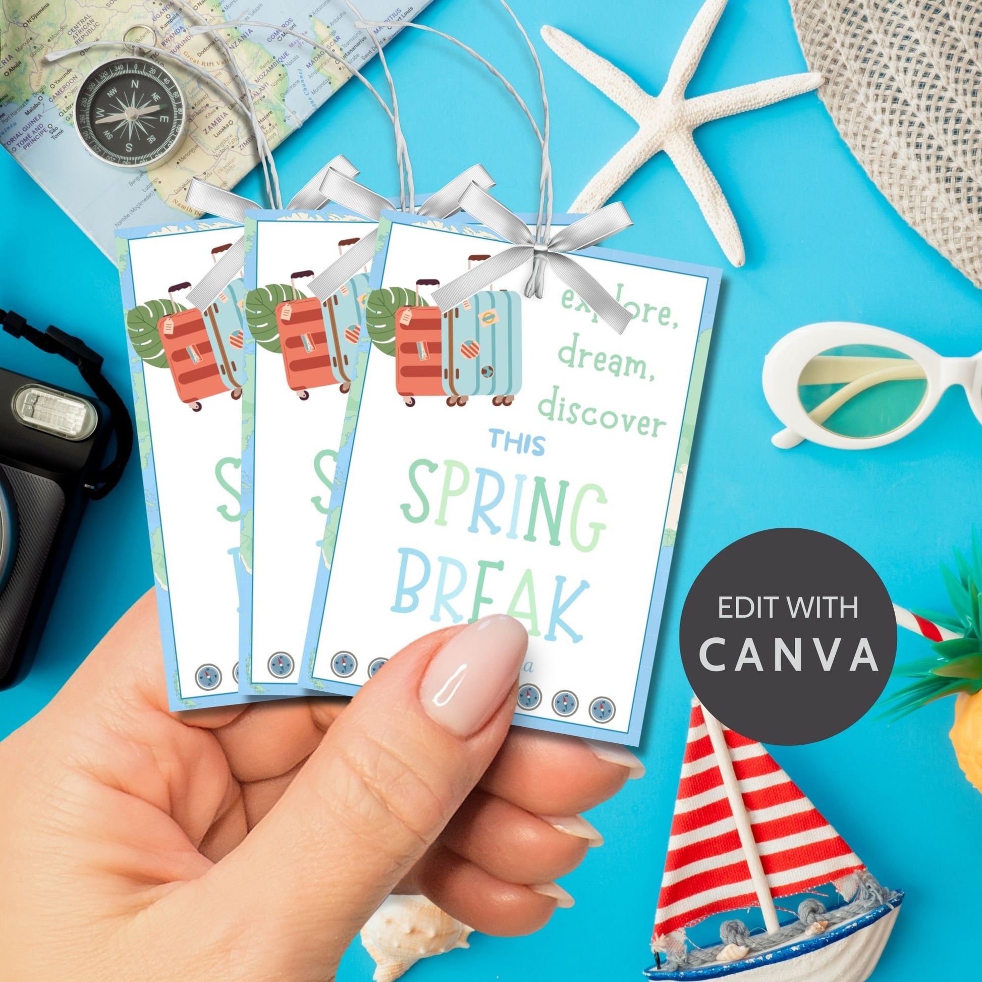 Teacher Gift Tag | Schools Out | Spring Break | Student Gift Ideas | No School | Field Trip Sticker | Beach Theme Tag | Spring Travel Tag