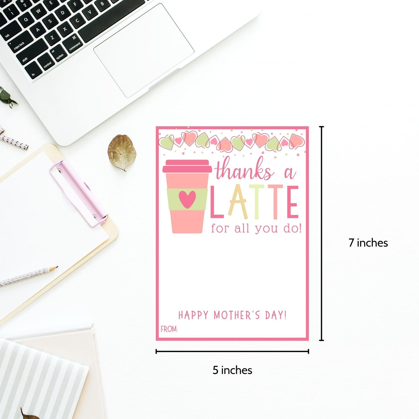 Mothers Day Gift | Coffee Gift Card Holder | Thanks A Latte | Instant Download | Gift for Mom Admin Day Teacher Sister Girlfriend Dog Mom