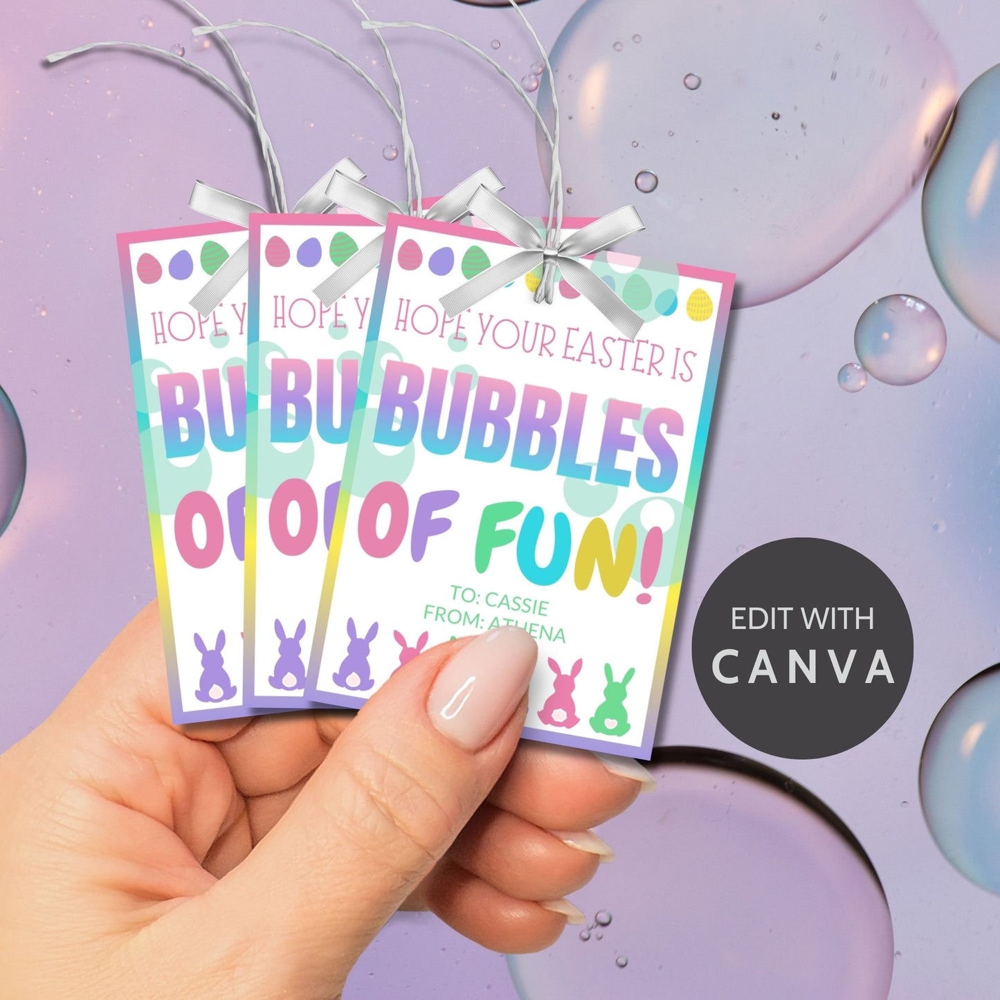 Classroom Favors | Bubble Tag Boy Girl | Easter Bubble Gift Tags | Editable Easter Gift Tags | Easter Classroom Gifts For Kids Student