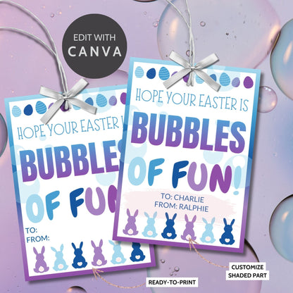 Classroom Favors | Bubble Tag Boy Girl | Easter Bubble Gift Tags | Editable Easter Gift Tags | Easter Classroom Gifts For Kids Student