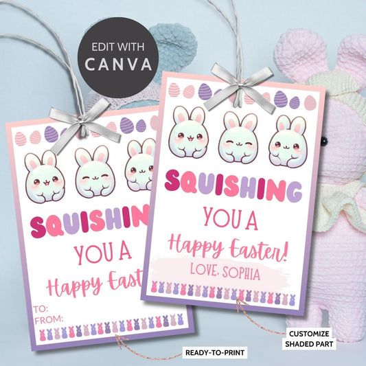 Easter Gift Tag | Squishmallow Card | Personalized Squishmallow Plush | Printable Squishing You | Easter Basket Favor | Easter Kids Class