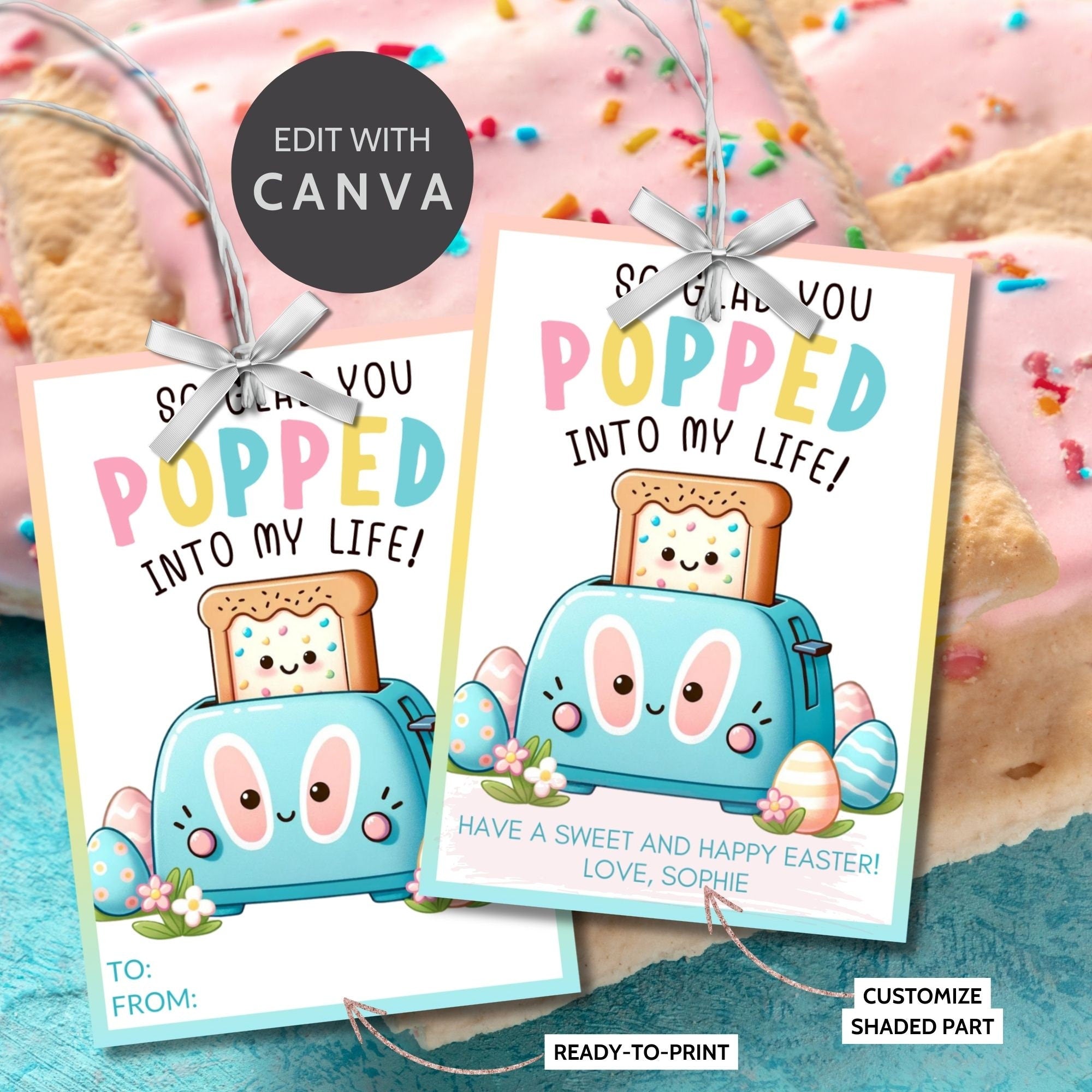 Pop Pastry Easter Printable Editable Tag | Easter Toaster Tart Label ...