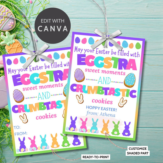 Easter Cookie Treat Tag Bag Topper | Easter Basket | Easter Kids Class Friend Church Neighbor Coworker | Happy Easter Gift Tags