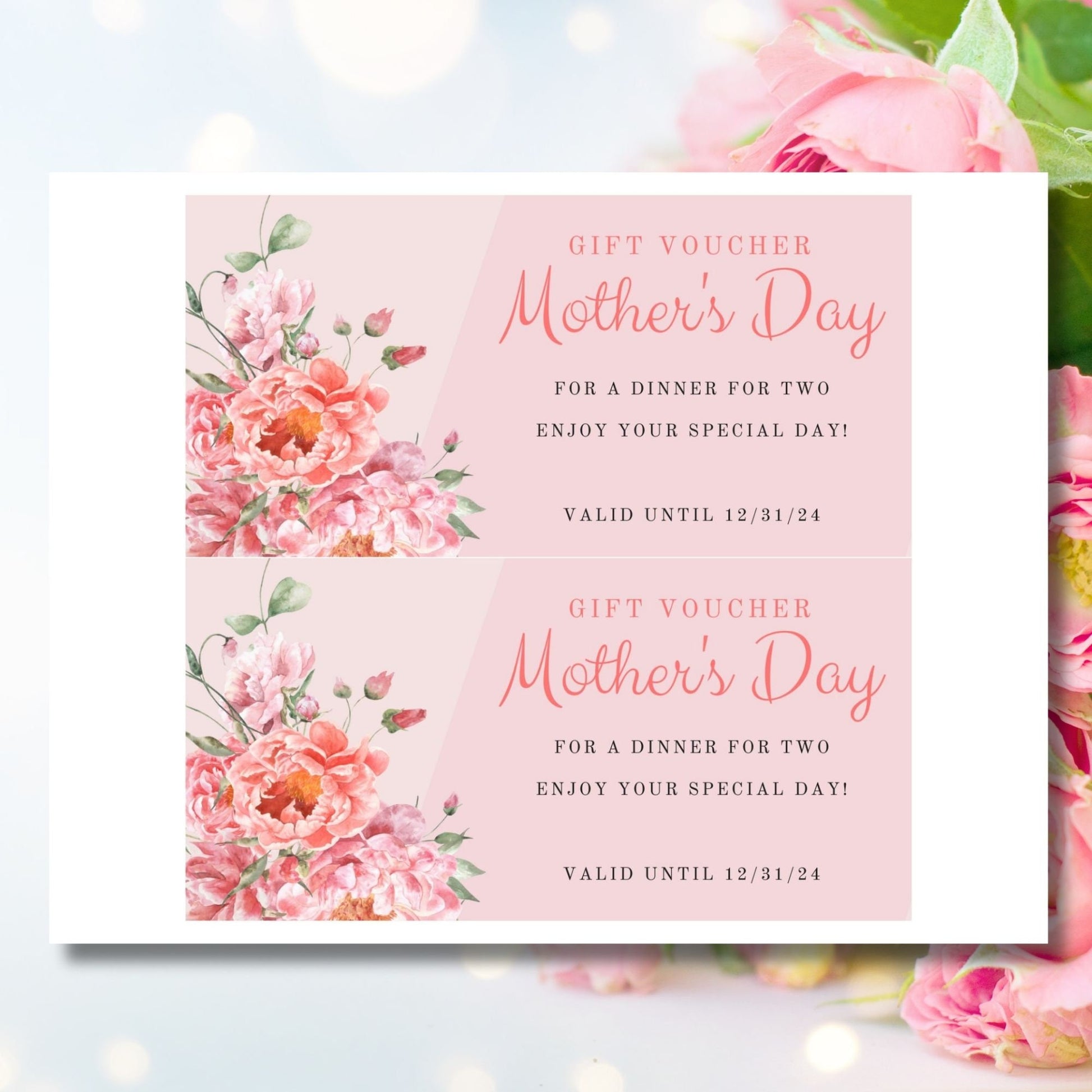 Gift Certificate Template Printable | Personalized Mothers Day Coupon | Editable Voucher | Instant Download | Client Customer Teacher Staff