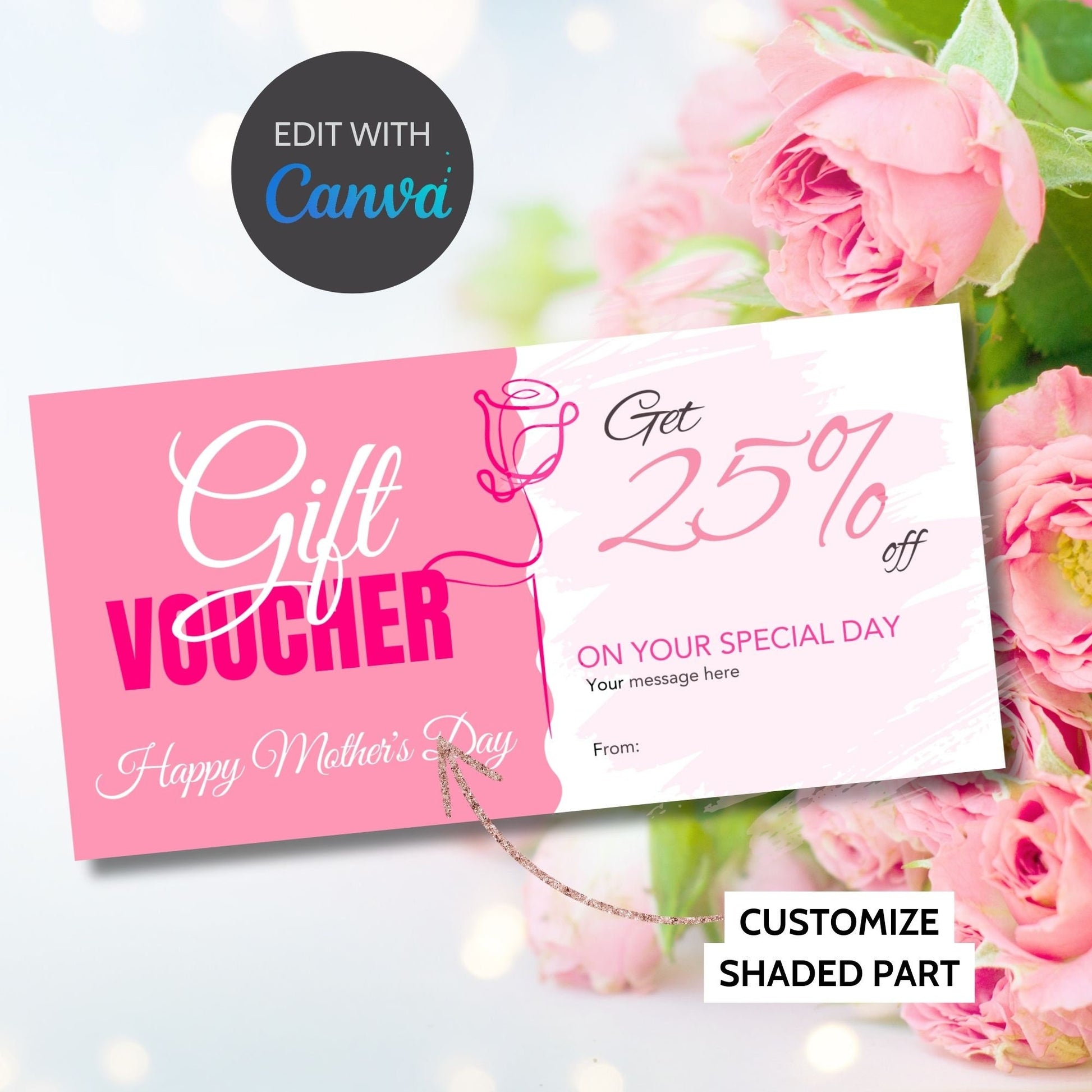 Gift Certificate Template Printable | Personalized Mothers Day Coupon | Editable Voucher | Instant Download | Client Customer Teacher Staff