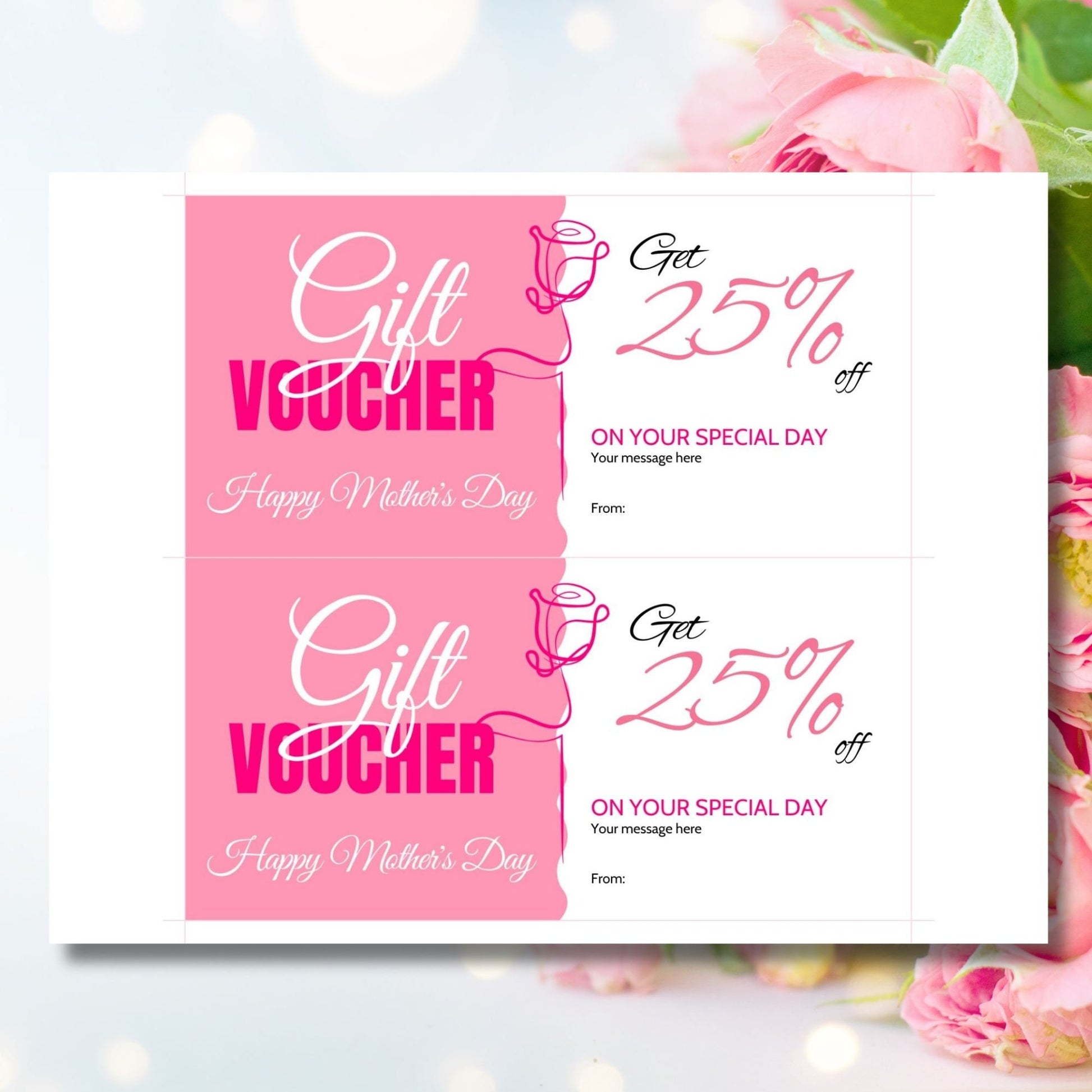 Gift Certificate Template Printable | Personalized Mothers Day Coupon | Editable Voucher | Instant Download | Client Customer Teacher Staff