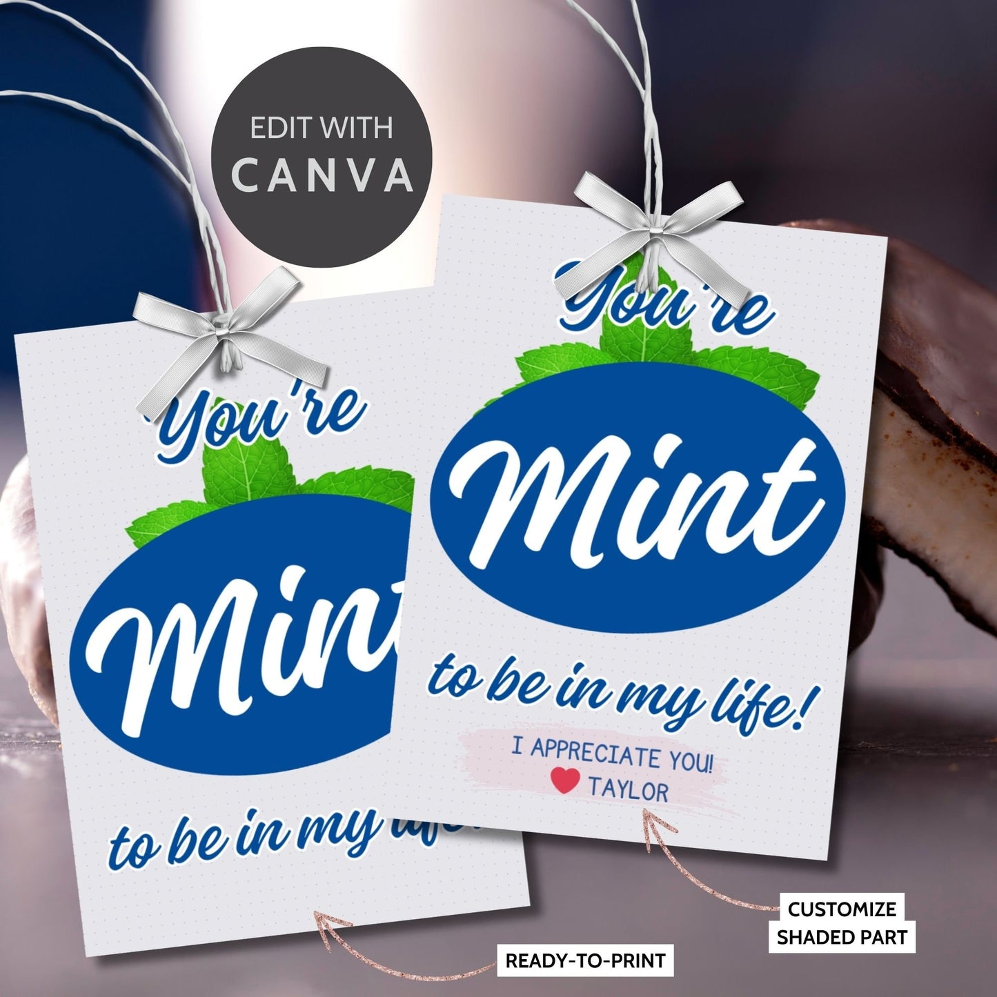 Refreshing Youre Mint to be in my life gift tags, perfect for adding a personal touch to gifts, with space for names, in crisp green hues.