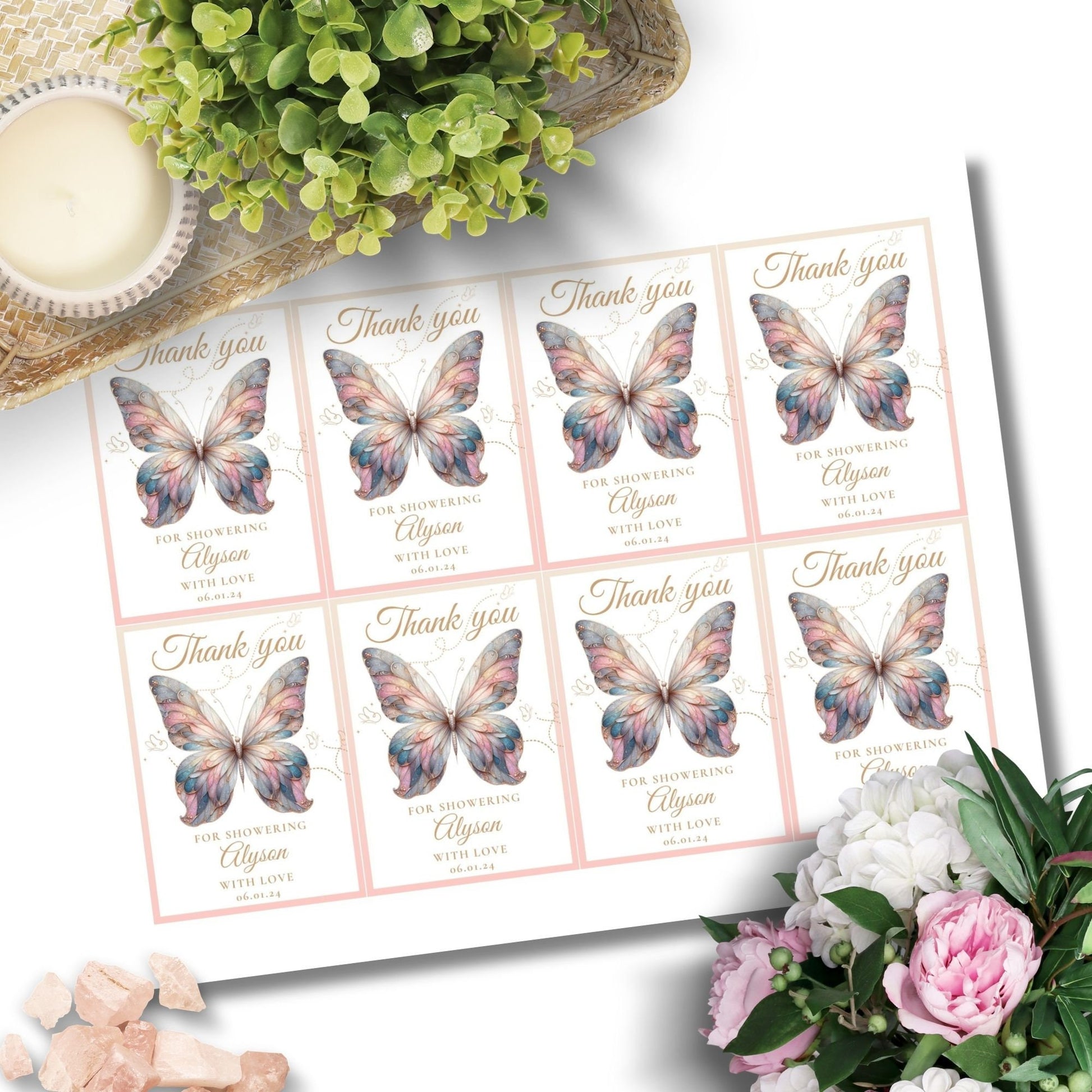 Butterfly Baby Shower Favor Tag | Bridal Shower | Thank You Tags | Swag Goodie Bags | Wedding Favor Tags | Digital Download | Shower Tag