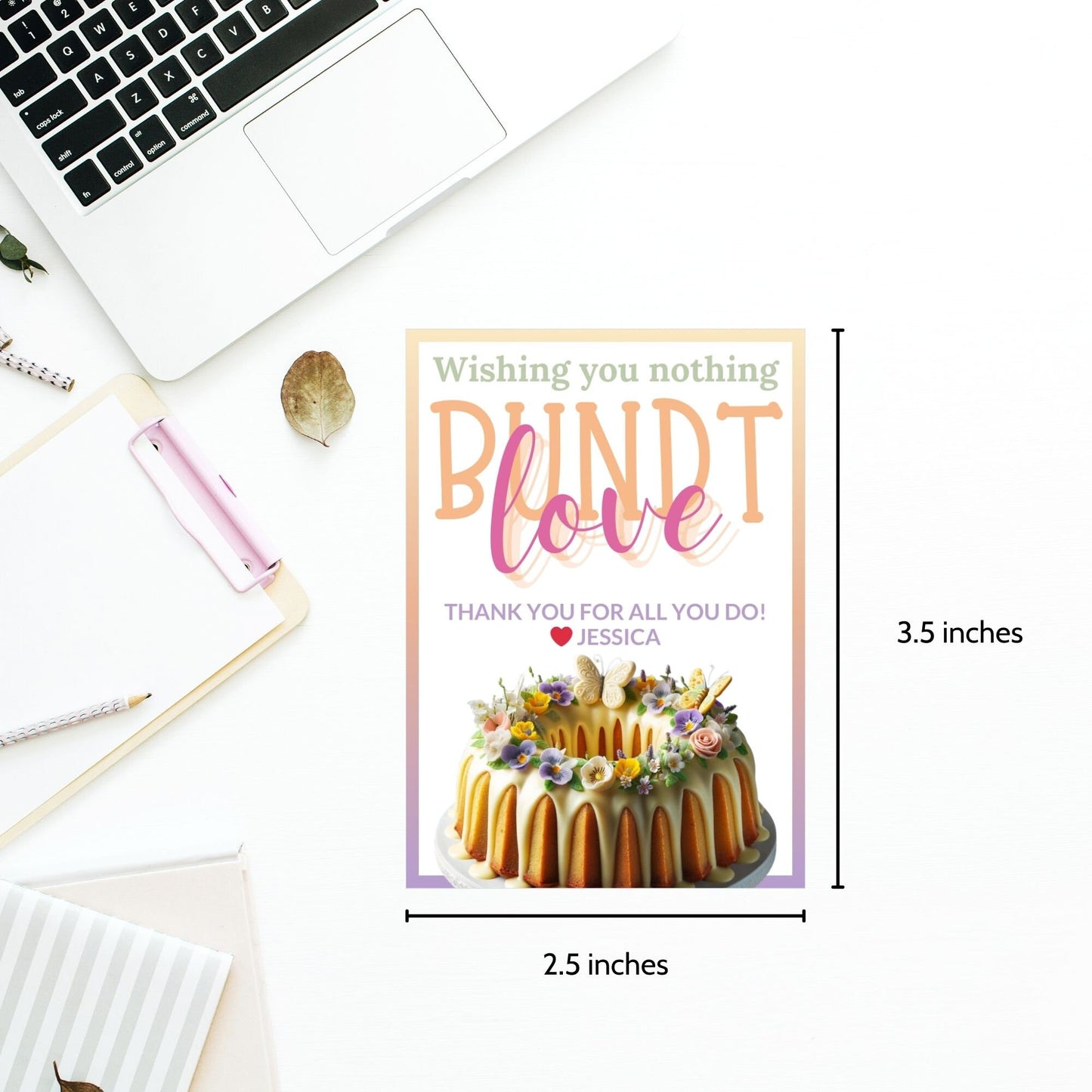 Charming Wishing You Nothing BUNDT Love cake-themed gift tags, with a Canva link for customization, perfect for heartfelt gifting.