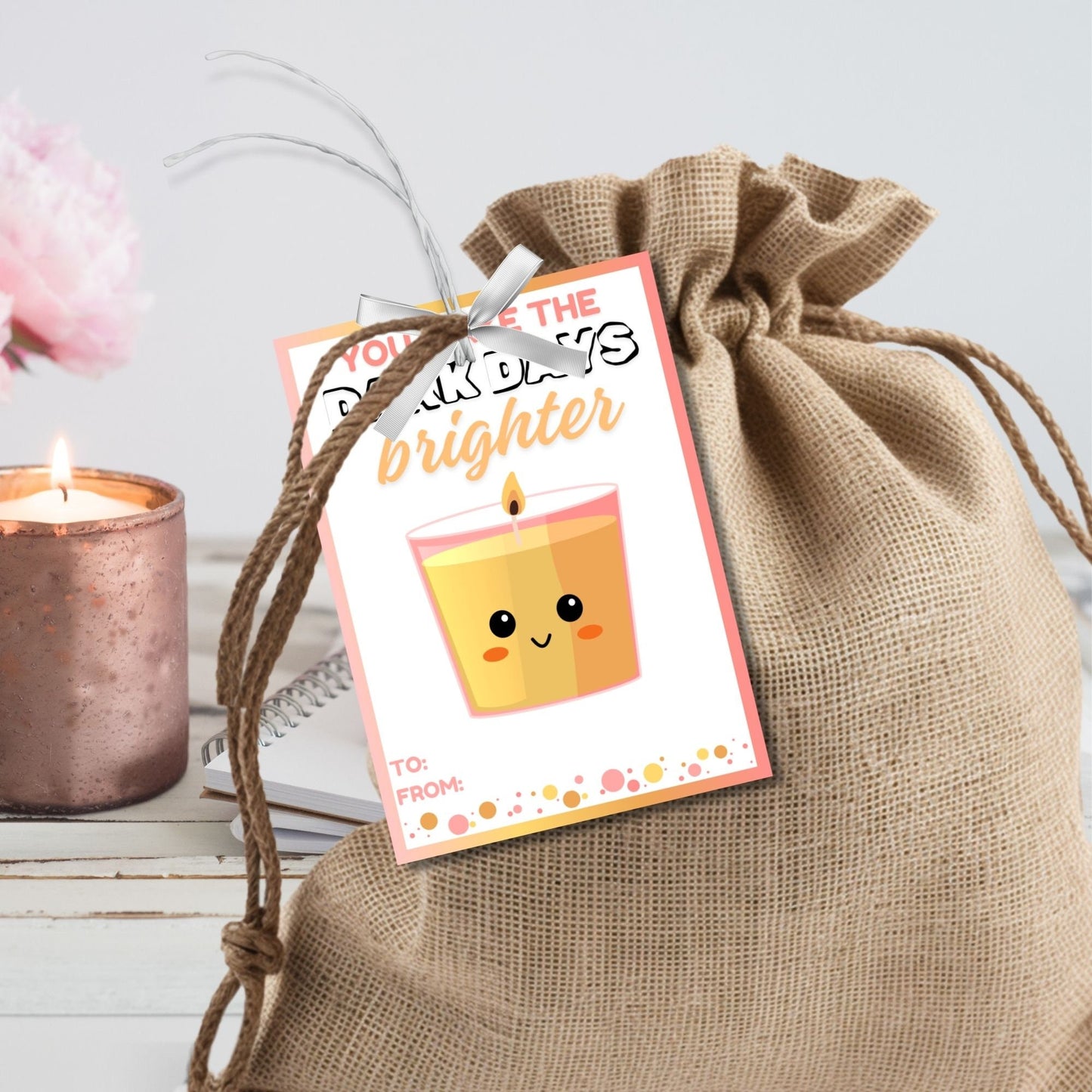 Cute candle for teachers with words You Make the Dark Days Brighter