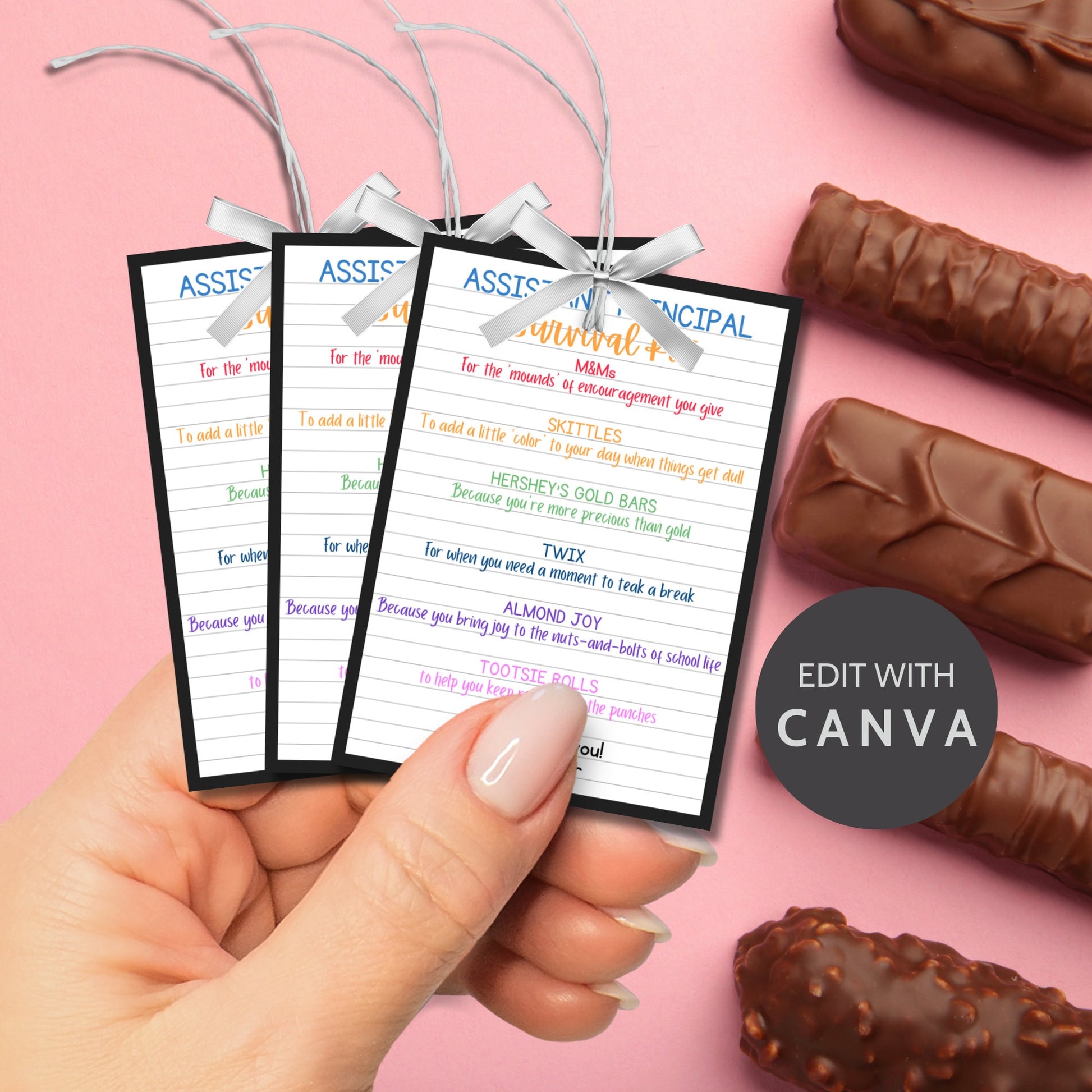 Assistant Principal Appreciation Gift Tag | Candy Chocolate Survival Kit Staff Educator Teacher Coach Thank You | Teacher Appreciation Week