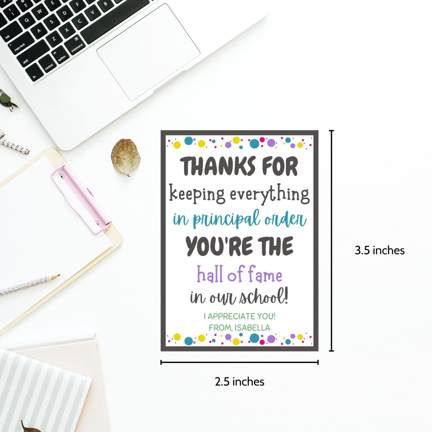 Assistant Principal Appreciation Gift Tag | Candy Chocolate Survival Kit Staff Educator Teacher Coach Thank You | Teacher Appreciation Week