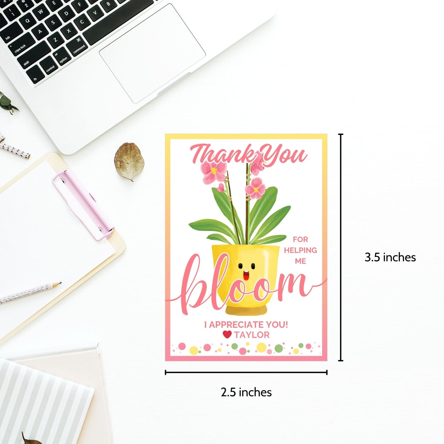 Instant Download | Teacher Gift Tag | Flowers Gift Tags | Plant Tags | Thanks For Helping Me Bloom | Teacher Appreciation Gift Tag Orchid