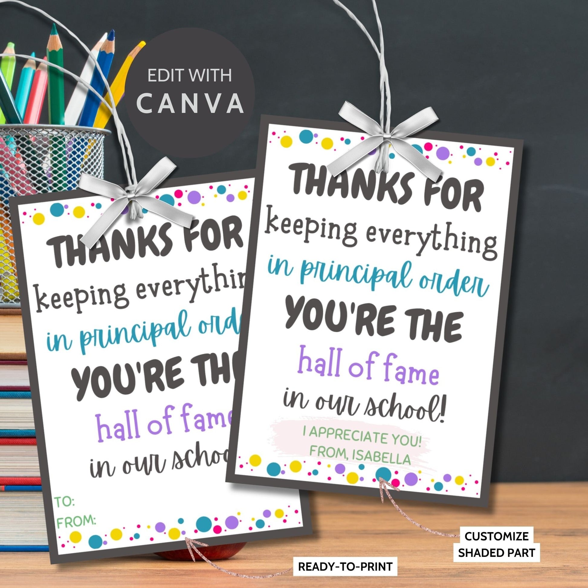 Assistant Principal Appreciation Gift Tag | Candy Chocolate Survival Kit Staff Educator Teacher Coach Thank You | Teacher Appreciation Week