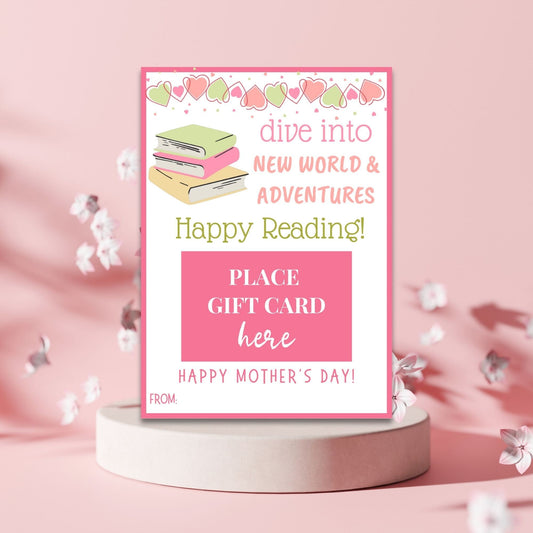 Mothers Day Gift Gift Card Holder Book Lover Bookworm Gift Card Gift for Mom Admin Day Teacher Sister Girlfriend Dog Mom