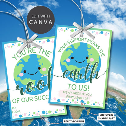 Earth Day Tags Printable | Earth Day Your Support Mean the Earth to Us | Party Favors | Environment Tags | Earth Gift Tags