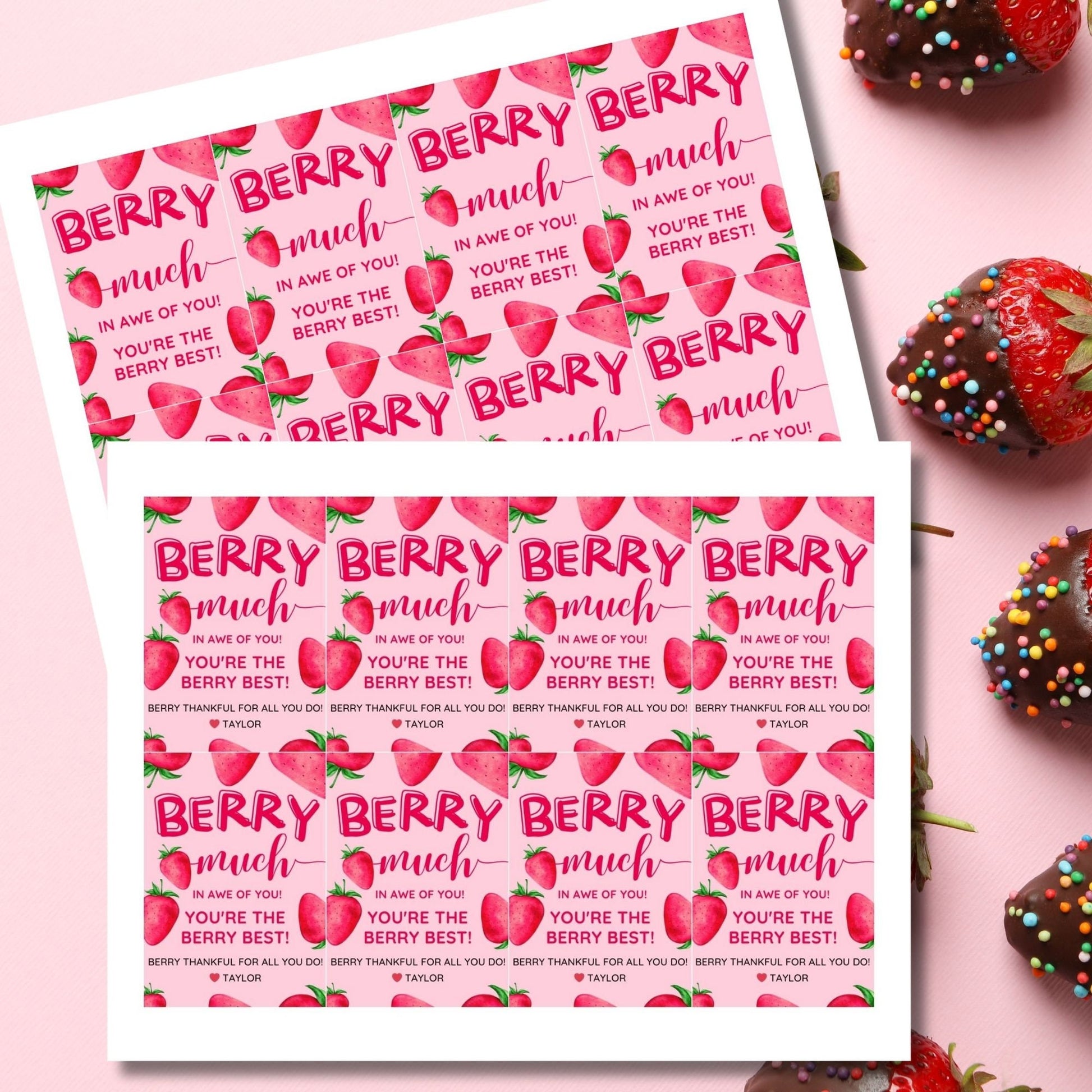 Teacher Appreciation Week | Printable Berry Thank You Tags | Strawberry Teacher Tag | Thank You Berry Much | Berry Best Teacher