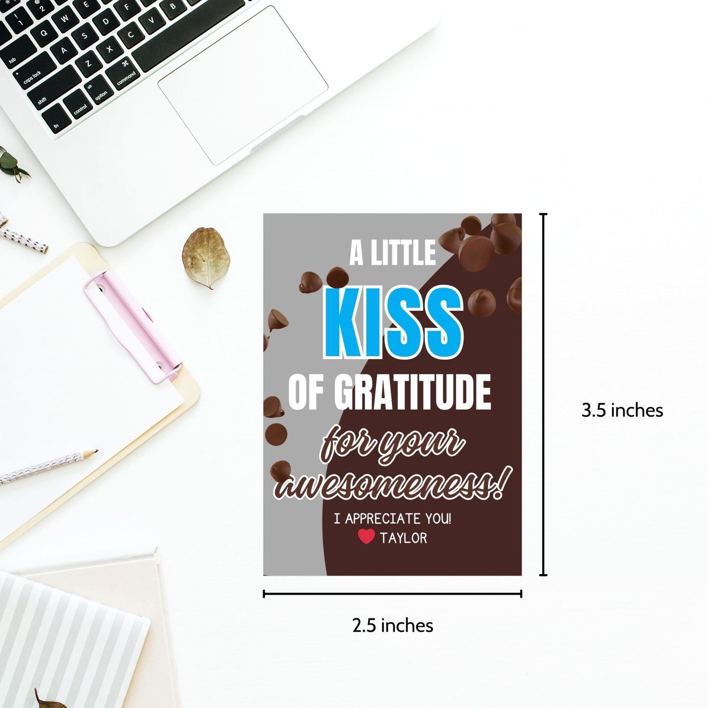 Image featuring A LITTLE KISS OF GRATITUDE for your awesomeness! Tags can be customized with recipient names and are perfect for showing appreciation to teachers, staff, nurses, and more.