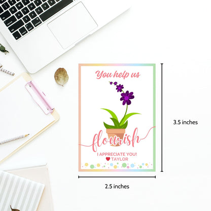 Teacher Appreciation Gift Tag | Thank You For Helping Us Bloom | Teacher Gift Idea | Teachers Plant Seeds | Flower Gift Tag | Plant Gift Tag