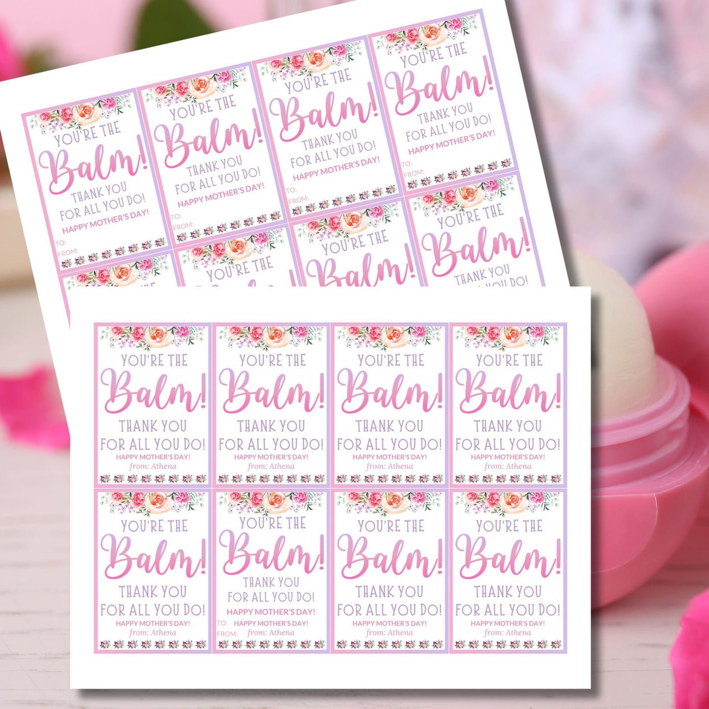 Lip Balm Valentine Mothers Day Printable Youre The Balm Balm Chapstick Body Balm Thank You Mom Staff Employee Teacher Friend Coworker Nurse