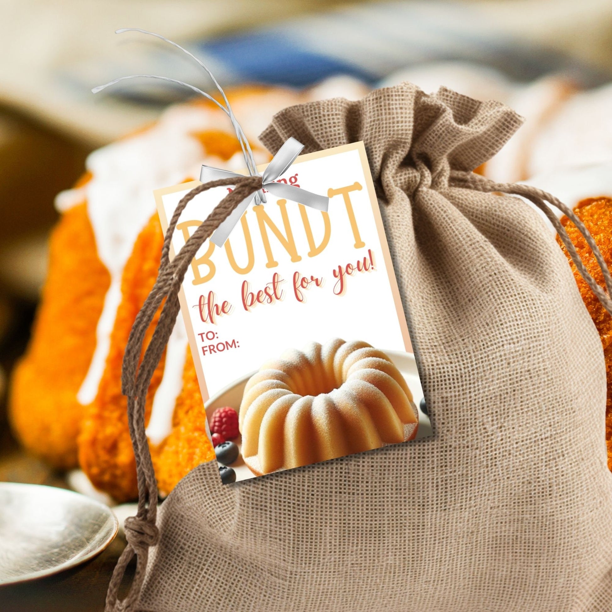 Charming Wishing You Nothing BUNDT Love cake-themed gift tags, with a Canva link for customization, perfect for heartfelt gifting.