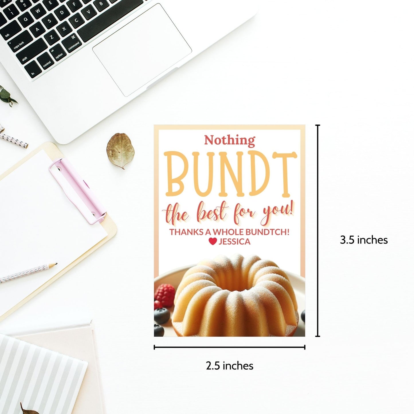 Charming Wishing You Nothing BUNDT Love cake-themed gift tags, with a Canva link for customization, perfect for heartfelt gifting.