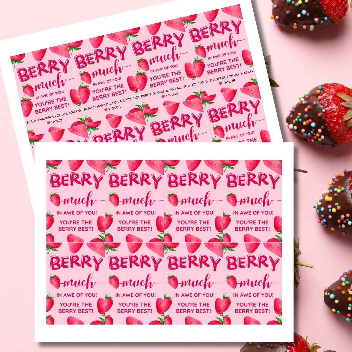 Teacher Appreciation Week | Printable Berry Thank You Tags | Strawberry Teacher Tag | Thank You Berry Much | Berry Best Teacher