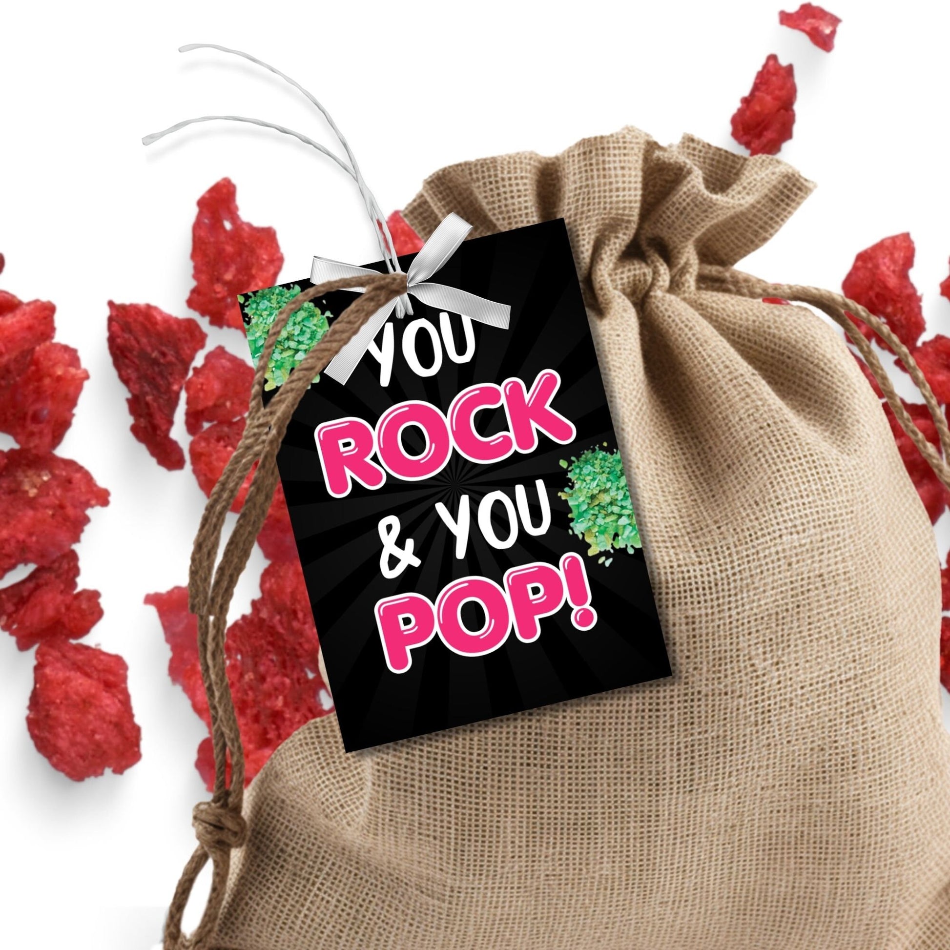 Image featuring YOU ROCK & YOU POP! Tags express gratitude with customizable names. Perfect for appreciation gifts to teachers, staff, nurses, and more.