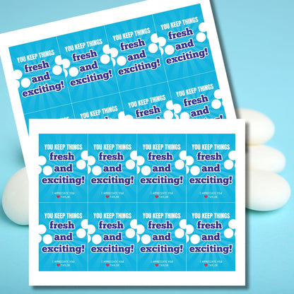 Image showcasing YOU KEEP THINGS fresh and exciting! Tags express gratitude with customizable names. Perfect for appreciation gifts to teachers, staff, nurses, and more.